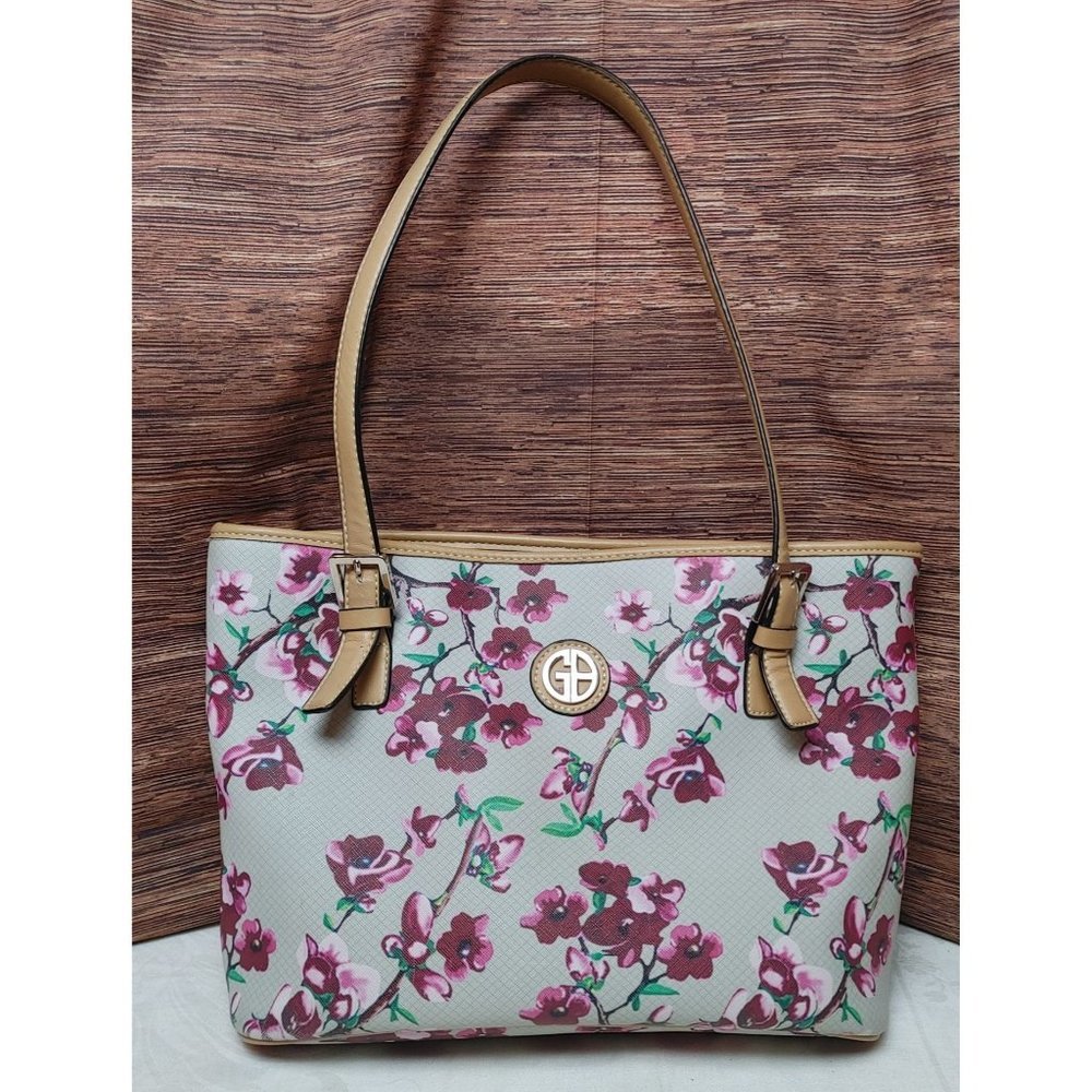 Gianibernini Women's Cherry Blossom Floral Handbag 3-Pocket Purse